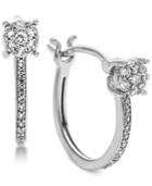 Diamond Cluster Hoop Earrings (1/4 Ct. T.w.) In 14k White Gold