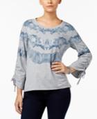 Style & Co Drawstring-sleeve Printed Top, Created For Macy's