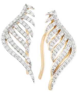 Wrapped In Love Diamond Leaf Ear Cuff Earrings (1/10 Ct. T.w.) In 10k Yellow Gold