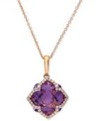 Lavender Rose By Effy Amethyst (5-3/4 Ct. T.w.) And Diamond (1/5 Ct. T.w.) Clover Pendant In 14k Rose Gold