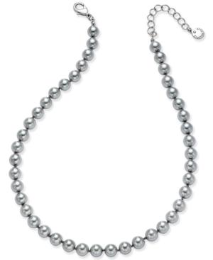 Charter Club Silver-tone Cubic Zirconia & Gray Imitation Pearl Necklace, Only At Macy's
