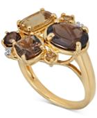 Multi-gemstone Cluster Ring (4-1/3 Ct. T.w.) In 14k Gold-plated Sterling Silver