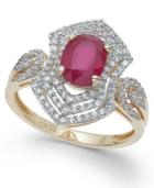 Ruby (1-3/8 Ct. T.w.) And Diamond (1/2 Ct. T.w.) Ring In 14k Gold
