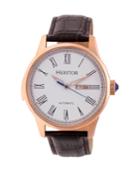 Heritor Automatic Prescott Rose Gold & White Leather Watches 43mm