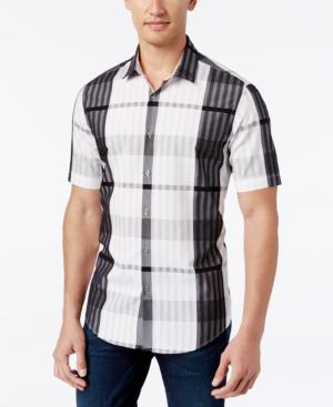 Alfani Men's Plaid Short-sleeve Shirt, Slim Fit
