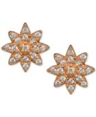 Giani Bernini Cubic Zirconia Flower Cluster Stud Earrings In 18k Rose Gold-plated Sterling Silver, Created For Macy's