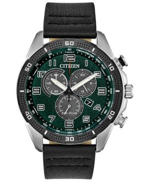 Citizen Drive From Citizen Eco-drive Men's Chronograph Ltr Black Leather Strap Watch 45mm