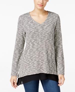 Style & Co. Jacquard Chiffon-hem Top, Only At Macy's