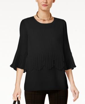 Alfani Cutout Pleated-overlay Top, Created For Macy's