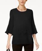Alfani Cutout Pleated-overlay Top, Created For Macy's