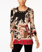 Jm Collection Printed Grommet Top, Only At Macy's