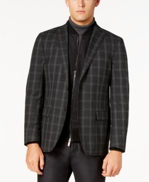 Ryan Seacrest Distinction Men's Slim-fit Gray Windowpane Sport Coat, Created For Macy's