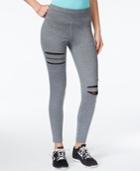 Jessica Simpson The Warm Up Juniors' Ripped Mesh-trim Active Leggings, Only At Macy's