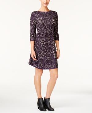 Style & Co Jacquard Sweater Dress, Created For Macy's