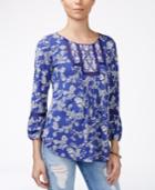 Lucky Brand Embroidered Lace-inset Top