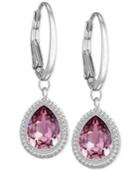 Swarovski Rhodium-plated Pink Crystal Drop Earrings