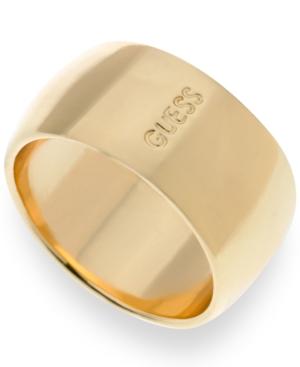 Guess Gold-tone Logo Wide Band Ring