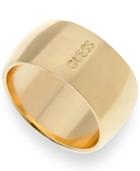 Guess Gold-tone Logo Wide Band Ring