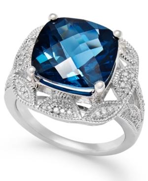 London Blue Topaz (7 Ct. T.w.) And Diamond (1/7 Ct. T.w.) Ring In Sterling Silver