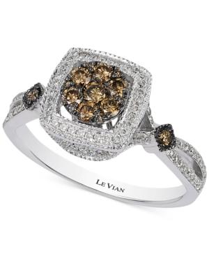 Le Vian Chocolatier Chocolate And White Diamond Deco Ring (5/8 Ct. T.w.) In 14k White Gold