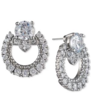 Marchesa Silver-tone Crystal Link Button Earrings