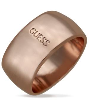Guess Ring, Rose Gold-tone Logo Band Ring