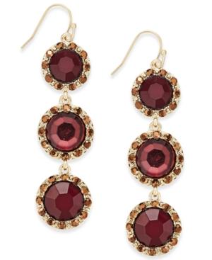 Inc International Concepts Gold-tone Triple Stone Linear Drop Earrings, Only At Macy's