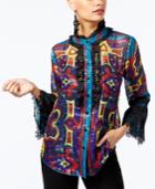 Anna Sui X Inc International Concepts Silk Ruffled Lace-trim Blouse, Created For Macy's
