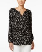 Charter Club Petite Button-down Printed Blouse, Only At Macy's