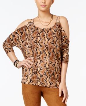 Thalia Sodi Snake-print Cold-shoulder Top, Only At Macy's
