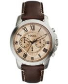 Fossil Men's Chronograph Grant Dark Brown Leather Strap Watch 44mm Fs5152