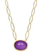 18k Gold Over Sterling Silver Necklace, Amethyst Oval Pendant (10-3/4 Ct. T.w.)