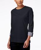 Karen Scott Printed-cuff Sweatshirt, Only At Macy's