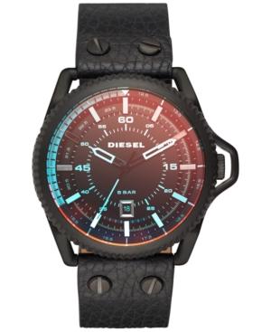 Diesel Men's Rollcage Black Leather Strap Watch 46mm Dz1793
