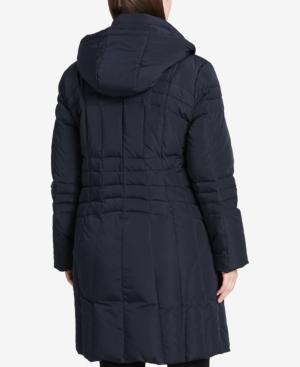 Calvin Klein Plus Size Hooded Layered Down Coat