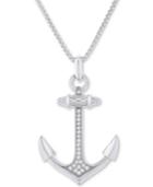 Men's Diamond (1/6 Ct. T.w.) Anchor 22 Pendant Necklace In Sterling Silver