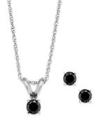 Black Diamond Jewelry Set In 10k White Gold (1/10 Ct. T.w.)