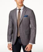 Tallia Men's Slim-fit Brown And Blue Box Check Sport Coat