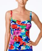 Swim Solutions Sedona Floral-print Tankini Top Women's Swimsuit
