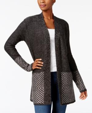 Karen Scott Long-sleeve Border Cardigan, Created For Macy's