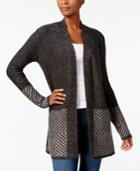 Karen Scott Long-sleeve Border Cardigan, Created For Macy's