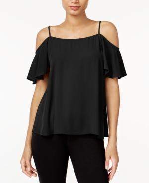 Bar Iii Flutter-sleeve Cold-shoulder Top, Only At Macy's