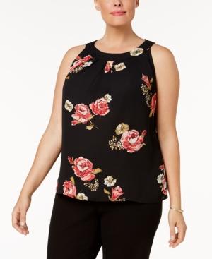Nine West Plus Size Floral-print Shell