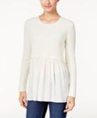 Style & Co Petite Mixed-media Sweater, Only At Macy's