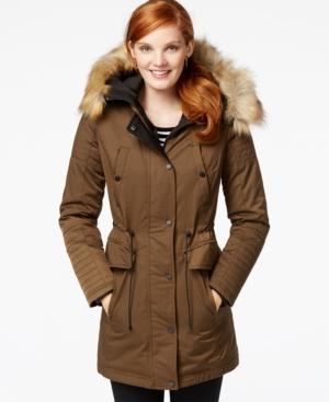 Bar Iii Faux-fur-trim Hooded Anorak