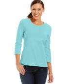Charter Club Petite Three-quarter Sleeve Scoop-neck Top