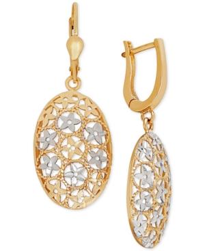 Two-tone Filigree Drop Earrings In 10k Gold