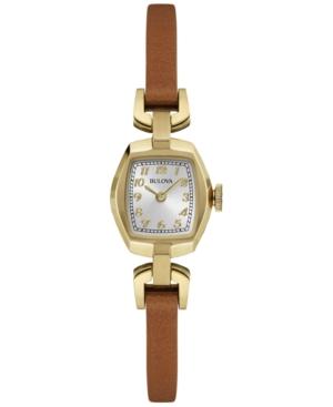 Bulova Women's Saddle Brown Leather Strap Watch 18mm 97l153
