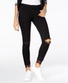 Blue Desire Juniors' Lace-cuff Ripped Jeans