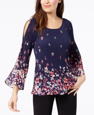Jm Collection Pleated Cold-shoulder Top, Created For Macy's